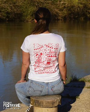 T-Shirt : "Ambiance Feria" - Blanc - Femme