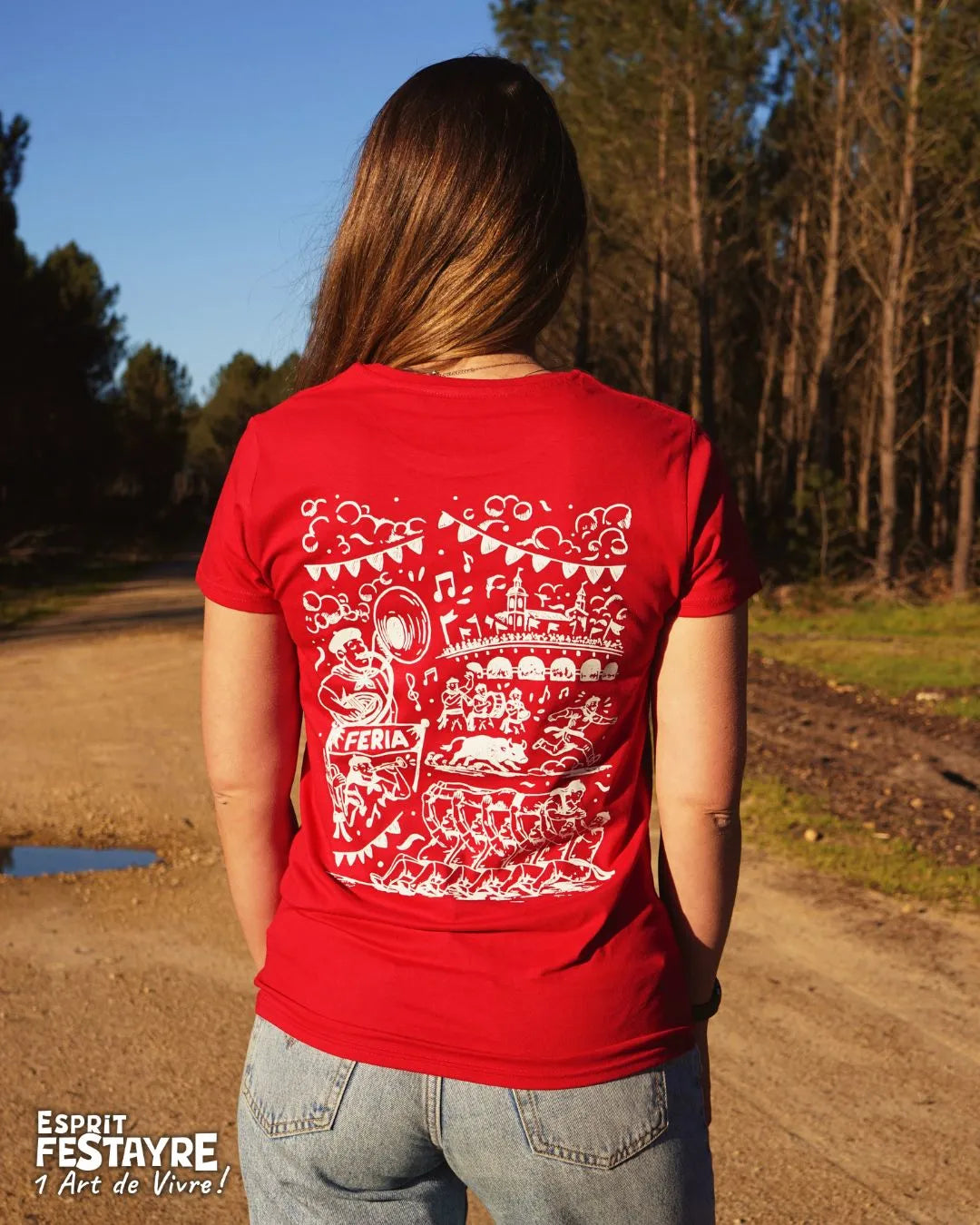 T-Shirt : "Ambiance Feria" - Rouge - Femme