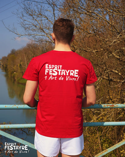 T-Shirt : "un Art de Vivre !" - Rouge - Homme