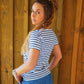 T-shirt : "Marinière" - Blanc & Bleu - Femme