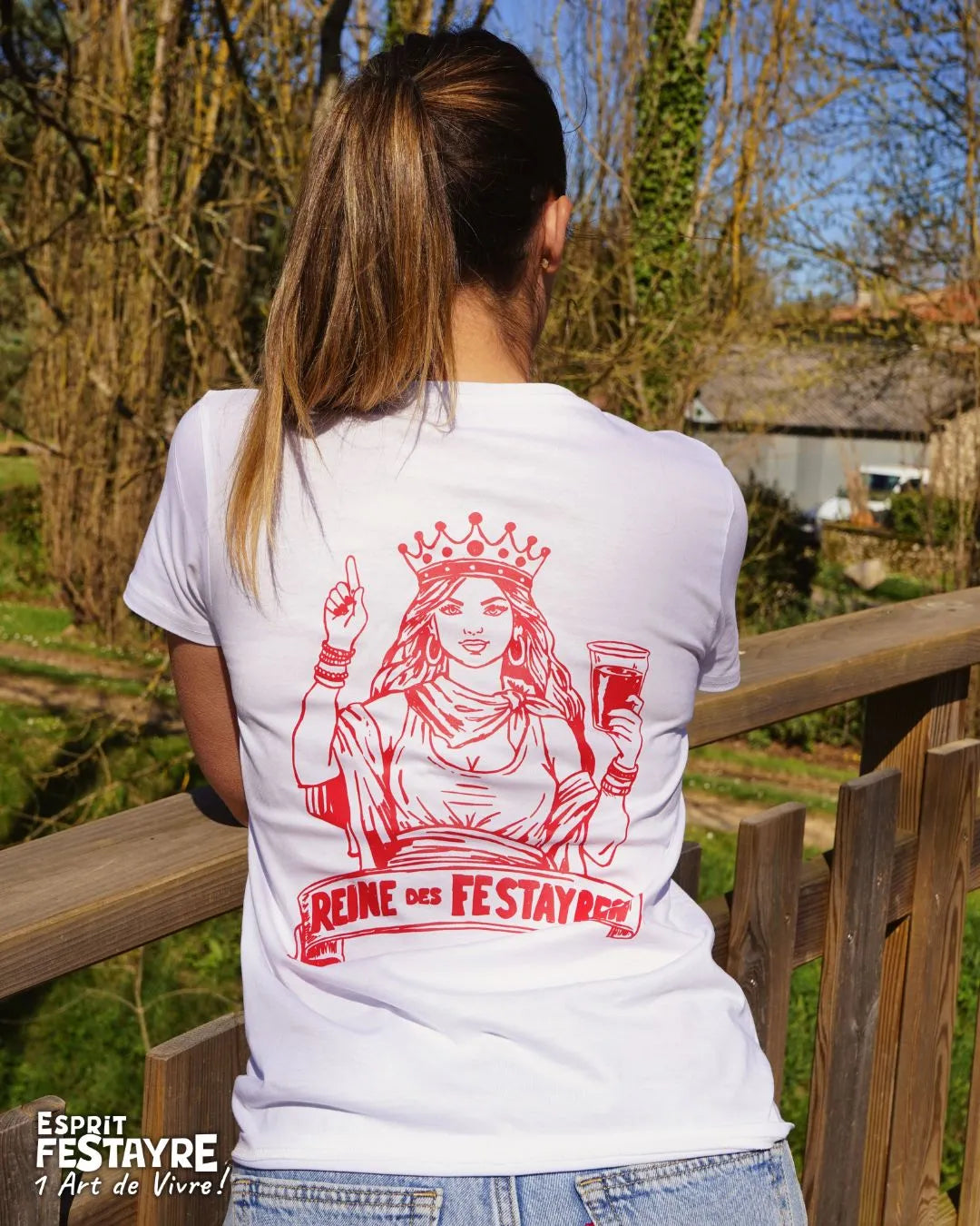 T-Shirt : "Reine des Festayres" - Blanc - Femme