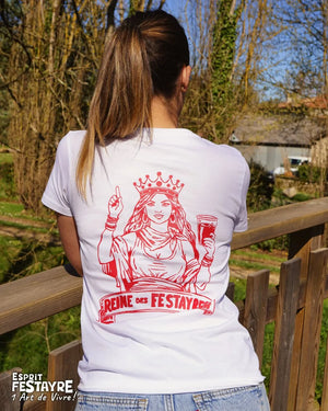 T-Shirt : "Reine des Festayres" - Blanc - Femme
