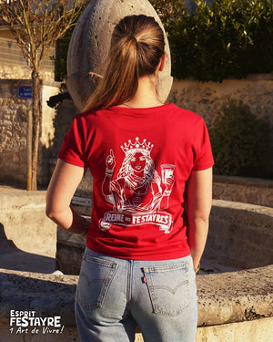T-Shirt : "Reine des Festayres" - Rouge - Femme