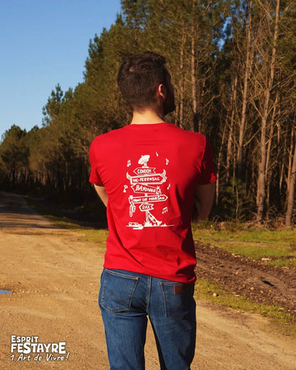 T-Shirt : "Route du Festayre" - Rouge - Homme