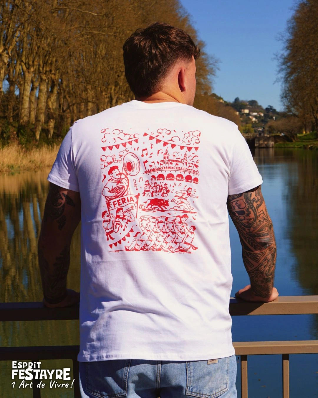 T-Shirt : "Ambiance Feria" - Blanc - Homme