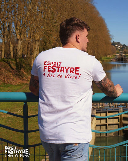 T-Shirt : "un Art de Vivre !" - Blanc - Homme