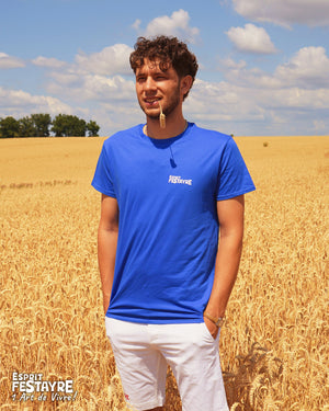 T-Shirt : "Festayres comme Cochons" - Bleu - Homme