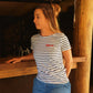 T-shirt : "Marinière" - Blanc & Bleu - Femme