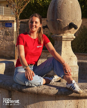 T-Shirt : "Reine des Festayres" - Rouge - Femme
