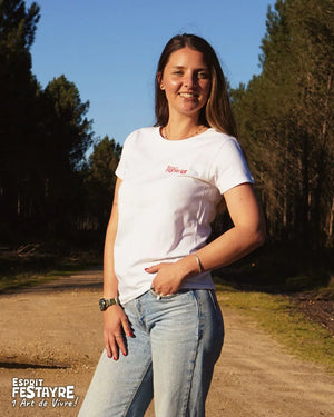 T-Shirt : "Route du Festayre" - Blanc - Femme