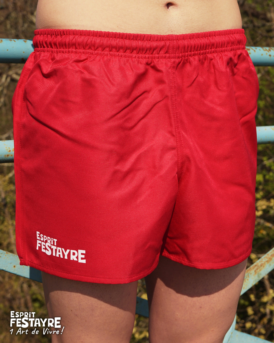 Short : "Rugby" unisexe - Rouge