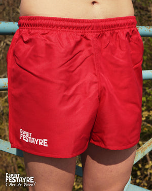 Short : "Rugby" unisexe - Rouge