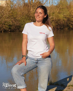 T-Shirt : "un Art de Vivre !" - Blanc - Femme