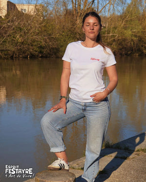 T-Shirt : "Festayres comme Cochons" - Blanc - Femme