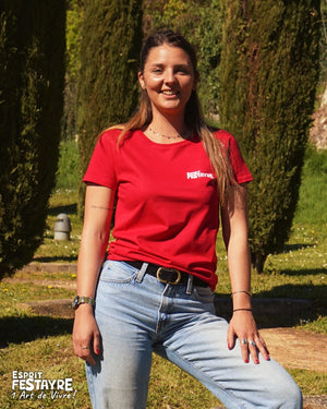 T-Shirt : "Festayres comme Cochons" - Rouge - Femme