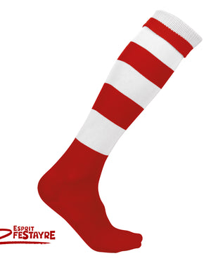 Chaussettes "Cerclées" unisexe - Blanche/Rouge