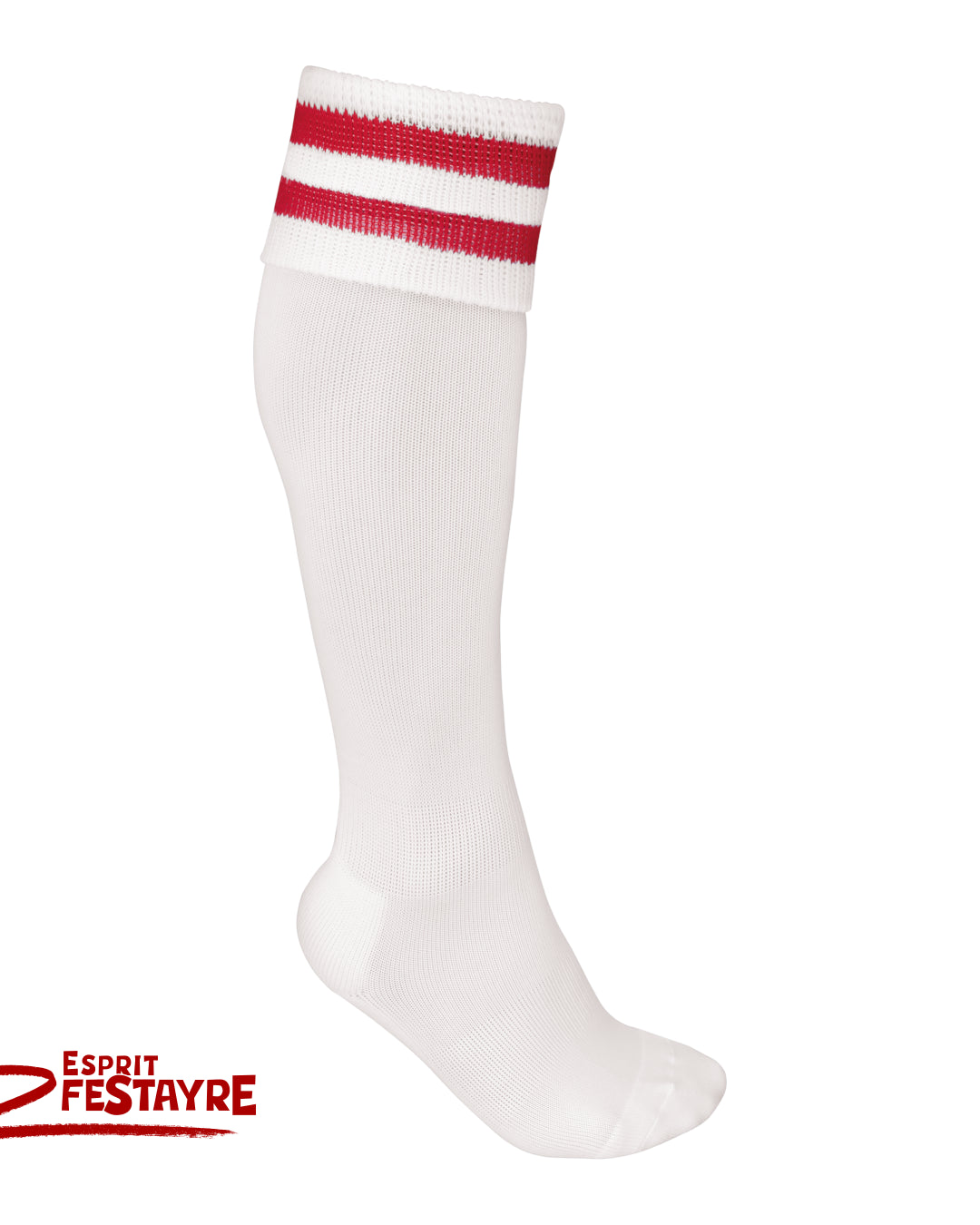 Chaussettes "Rayées" unisexe - Blanche/Rouge